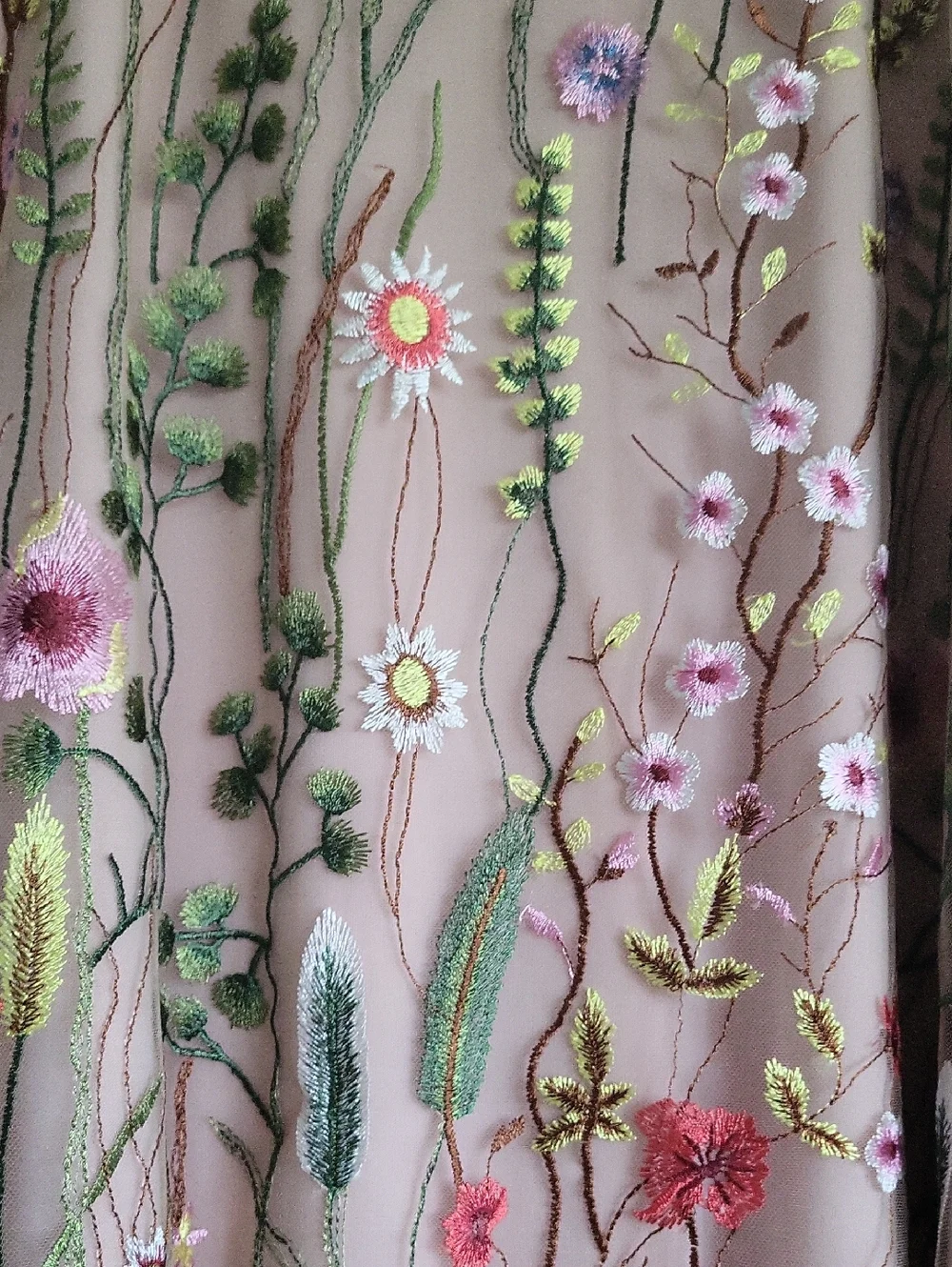 Eva Franco Anthropologie Floral Embroidered Skirt Blush Pink Size 12 - Picture 2 of 4